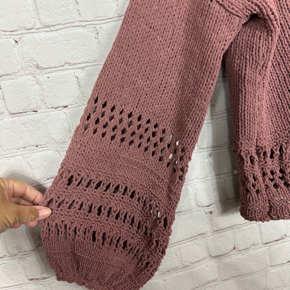 Cupio Pink Bishop Sleeve boho comfy soft sweater boxy oversized sz S GUC - Picture 3 of 7